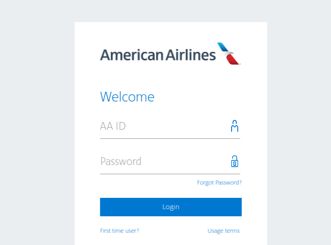 American Airlines Login Page