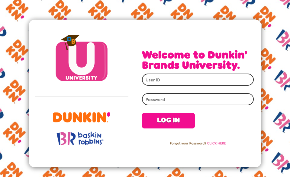 dunkin brands university login account